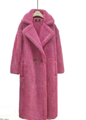 Luxury Longline Plush Lamb Coat – Winter Elegance in Every Step