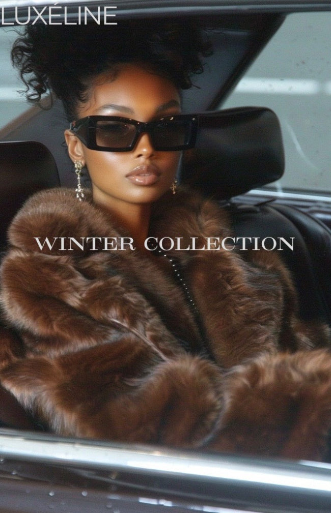 LUXÉLINE “Roxbury” Striped Faux Fur Coat – Oversized Winter Luxe in 4 Bold Colors