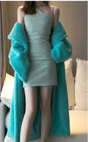 Luxury Longline Plush Lamb Coat – Winter Elegance in Every Step