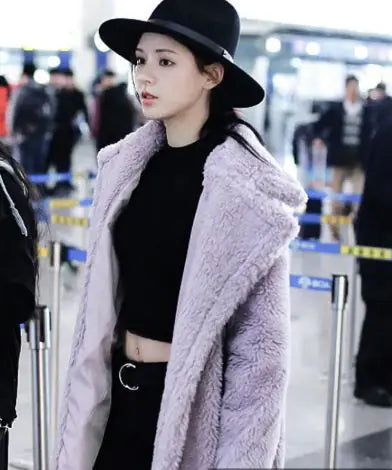 Luxury Longline Plush Lamb Coat – Winter Elegance in Every Step