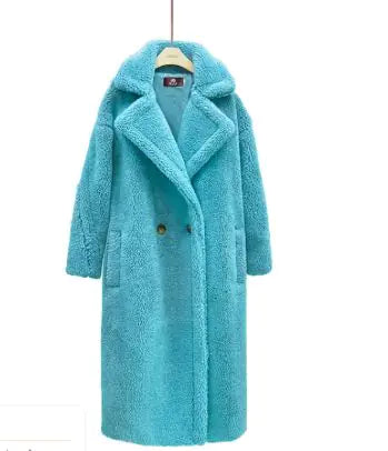 Luxury Longline Plush Lamb Coat – Winter Elegance in Every Step