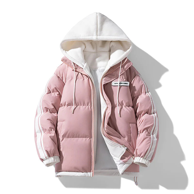 ArcticShield™ Men’s Colorblock Puffer – Insulated Cotton Hooded Jacket