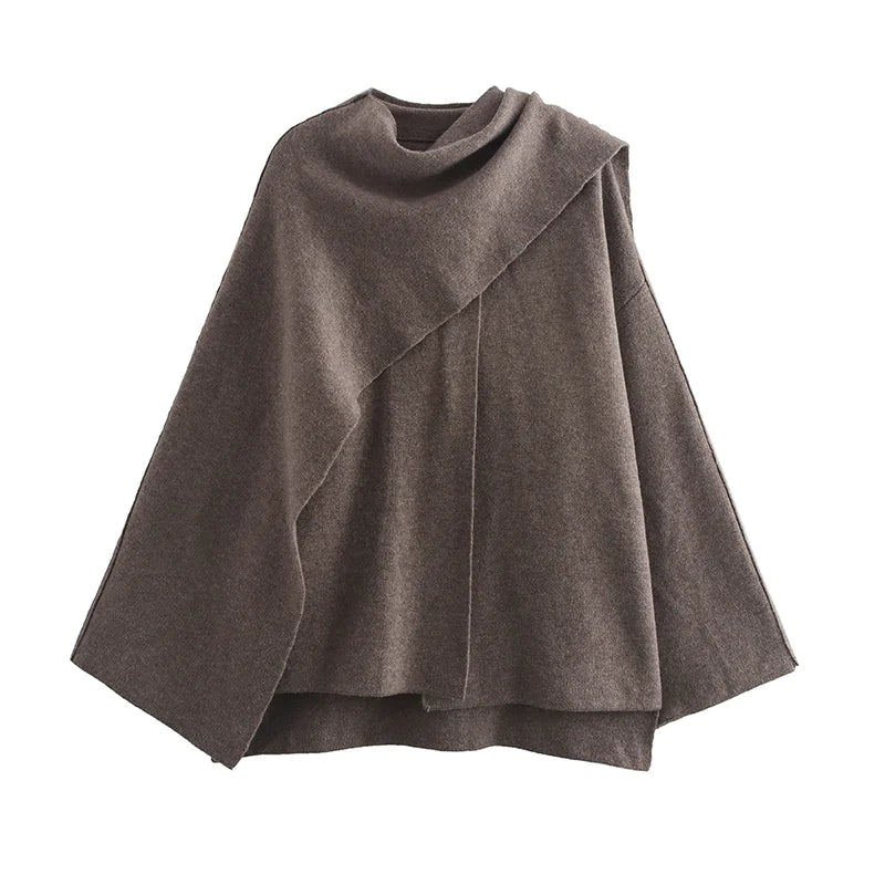 Draped Elegance Asymmetrical Winter Cape Coat