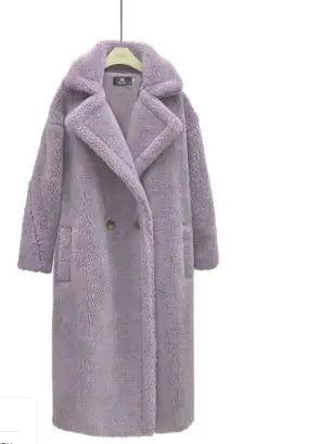 Luxury Longline Plush Lamb Coat – Winter Elegance in Every Step
