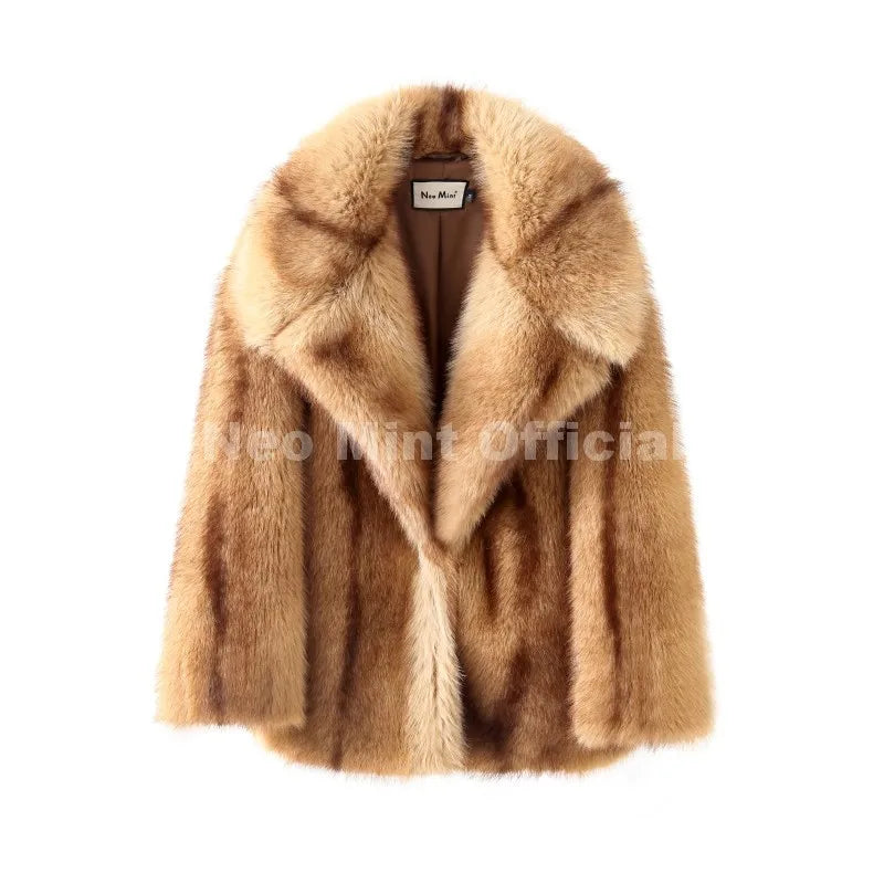 LUXÉLINE “Roxbury” Striped Faux Fur Coat – Oversized Winter Luxe in 4 Bold Colors