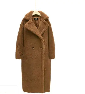 Luxury Longline Plush Lamb Coat – Winter Elegance in Every Step